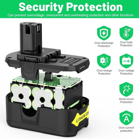 TREE.NB 18Volt 8.0Ah Replacement for Ryobi 18V Lithium Battery Ultra-High Capacity Compatible with Ryobi ONE+ 18V Battery P102 P103 P104 P105 P106 P107 P108 (2Pack) in Kuwait
