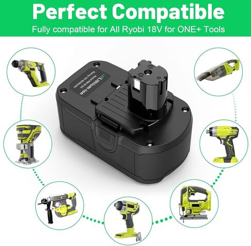 TREE.NB 18Volt 8.0Ah Replacement for Ryobi 18V Lithium Battery Ultra-High Capacity Compatible with Ryobi ONE+ 18V Battery P102 P103 P104 P105 P106 P107 P108 (2Pack) in Kuwait