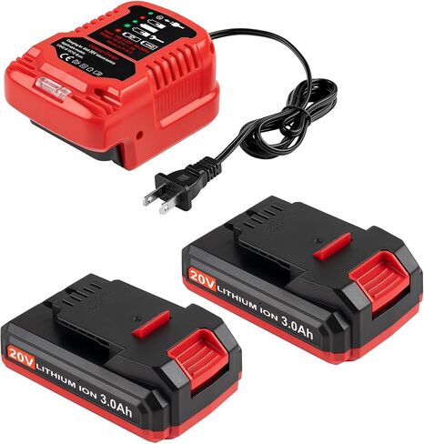 DONGPUCUN 2Packs 3.0Ah 20V Lithium Battery and Charger Kit for Bauer 20V Battery with Compact Portable Size Battery Charger for Bauer 20V Lithium Batteries in Kuwait