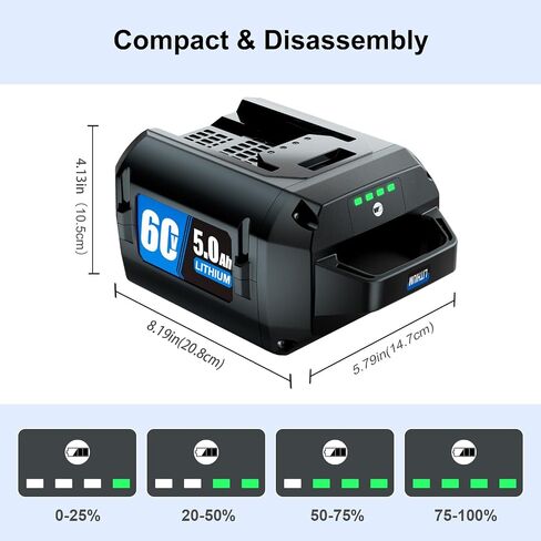 5.0Ah Lithium-ion Replacement for ‎Toro 60V Battery | L108 L135 L216 L324 L405 88620 88625 88640 88660 88675，Compatible with Toro Flex Force Battery 60 Volt Max-1 Pack in Kuwait