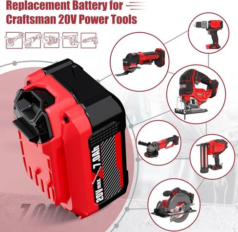Upgraded 7000mAh V20 Replacement for Craftsman 20V Battery NiMh Compatible with CMCB205 CMCB204 CMCB206 CMCB202 CMCB201 CMCD700C1 CMCS500B 20 Volt Cordless Power Tools,2Packs in Saudi Arabia