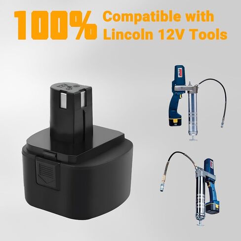 2-Pack Replacement Lincoln Battery, 12V 4000mAh Ni-MH, Rechargeable Battery with Higher Safety & Longer Runtime - Compatible with Lincoln LIN-1200, LIN-1201, LIN-1240, LIN-1242, LIN-1244 Grease Guns in Saudi Arabia