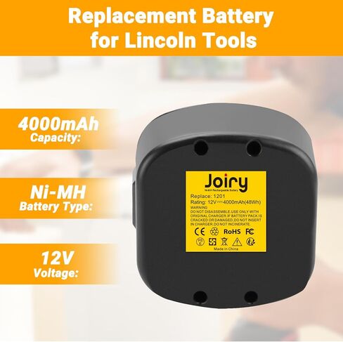 2-Pack Replacement Lincoln Battery, 12V 4000mAh Ni-MH, Rechargeable Battery with Higher Safety & Longer Runtime - Compatible with Lincoln LIN-1200, LIN-1201, LIN-1240, LIN-1242, LIN-1244 Grease Guns in Saudi Arabia