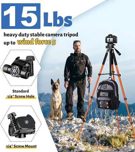 JOILCAN Tripod for Camera, 67" Heavy Duty Camera Tripod, Phone Tripods for Video Recording Photo Vlog, Aluminum Tripods with Holder & Travel Bag for Cameras DSLR iPhone Projector Laser in Kuwait