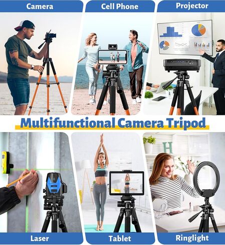 JOILCAN Tripod for Camera, 67" Heavy Duty Camera Tripod, Phone Tripods for Video Recording Photo Vlog, Aluminum Tripods with Holder & Travel Bag for Cameras DSLR iPhone Projector Laser in Kuwait