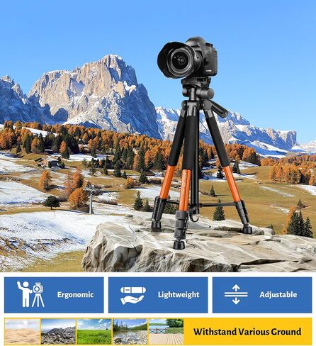 JOILCAN Tripod for Camera, 67" Heavy Duty Camera Tripod, Phone Tripods for Video Recording Photo Vlog, Aluminum Tripods with Holder & Travel Bag for Cameras DSLR iPhone Projector Laser in Kuwait