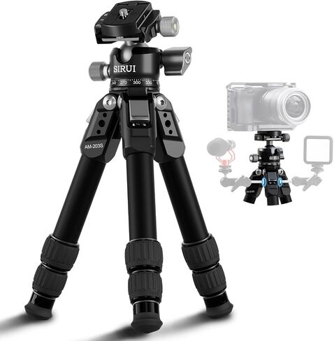 SIRUI Aluminum Alloy Desktop Tripod, 1.9lbs Mini Lightweight Tripod with Low-Profile Ball Head, Compact Design, 33lbs Load, 16.7" Max Height, for DSLR, Mirrorless Camera, Phone, Vlogging in Kuwait