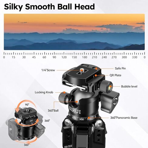 SIRUI Aluminum Alloy Desktop Tripod, 1.9lbs Mini Lightweight Tripod with Low-Profile Ball Head, Compact Design, 33lbs Load, 16.7" Max Height, for DSLR, Mirrorless Camera, Phone, Vlogging in Kuwait