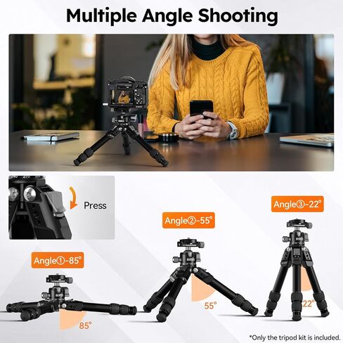 SIRUI Aluminum Alloy Desktop Tripod, 1.9lbs Mini Lightweight Tripod with Low-Profile Ball Head, Compact Design, 33lbs Load, 16.7" Max Height, for DSLR, Mirrorless Camera, Phone, Vlogging in Kuwait