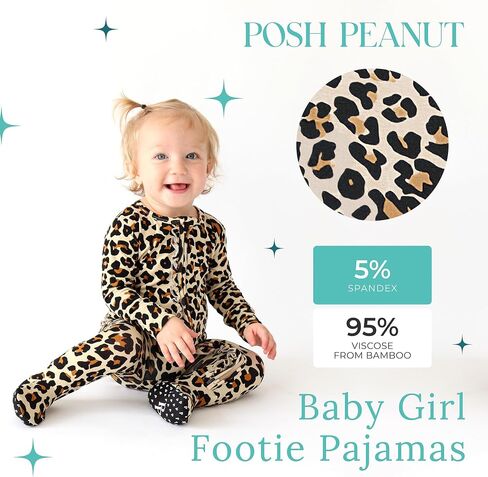 Posh Peanut Viscose Derived from Bamboo Baby Infant Girls Footie Pajamas | Ruffle Bodice With 2-Way Zipper for Easy Access, Footed Grips, True To Size Snug Fit, And Easy Care Wash in Kuwait