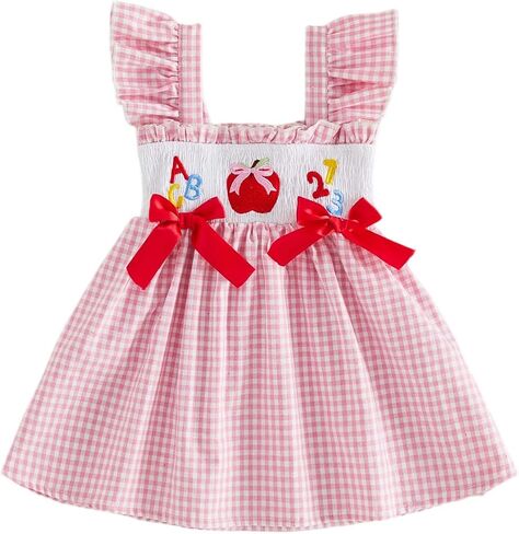 Toddler Baby Girl Dress Infant Plaid Back to School Dresses Summer Clothes in Kuwait