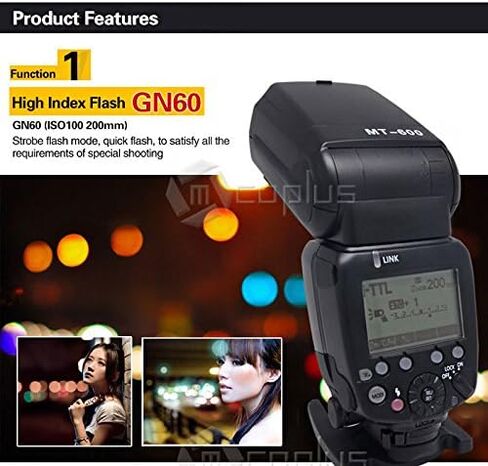MT600N GN60 High Speed Sync 1/8000s I-TTL Master Slave On-Camera Flash Speedlite in Kuwait