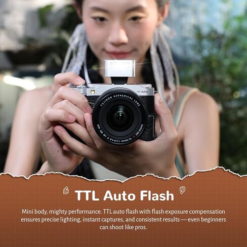 ZENIKO ZT-08F Mini On-Camera TTL Flash for Fujifilm Cameras – Ultra-Compact, Portable, Professional TTL Auto Flash with Fast Recycle(Silver) in Kuwait