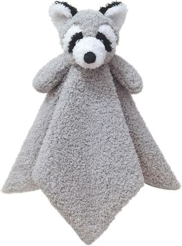 Baby Gray Raccoon Soft Stuffed Animal Security Blanket, Plush Raccoon Character Lovey Blanket, Baby Shower/Nursery Gift, Newborn Infant Toddler Snuggle Blankie for Boys Girls, 14 Inches in Kuwait