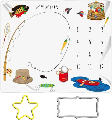 Cartoon Rainbow Baby Monthly Milestone Blanket - 48x40in Sun Cloud Heart Shape Colored Dots for Newborn Shower, Growth Chart Photography in Kuwait