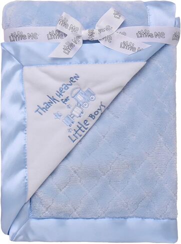 Little Me 2-Ply Baby Blanket with Thank Heaven for Little Girls Embroidery and Satin (Pink, 30 in. x 40 in.) in Saudi Arabia