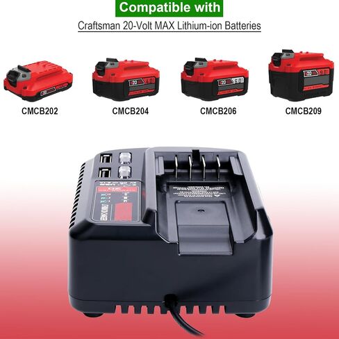 Upgraded 6.0Ah 20V Lithium Battery Compatible with Craftsman V20 Tools | 2-Pack Replacement Battery CMCB204 Compatible with Craftsman V20 Series Cordless Outdoor Tool Batteries CMCB206, CMCB202 in Saudi Arabia