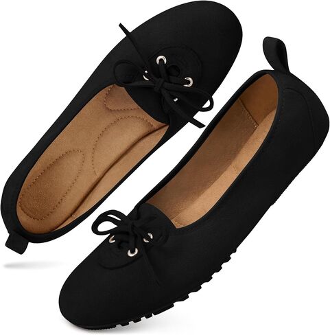 Ecetana Flats for Women Dressy Shoes Round Toe Comfortable Faux Suede Slip On Foldable Ballet Flats for Casual Work in Kuwait