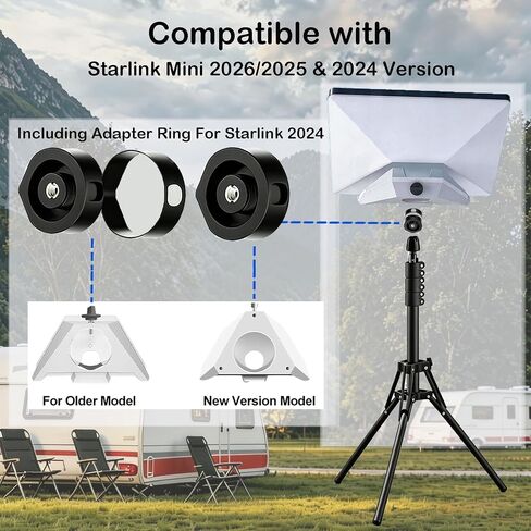 Tripod Mount Compatible with Starlink Mini, 60.24-in Height Adjustable | 360° Adjustable, Foldable, Easy to Install Metal Tripod Compatible with Starlink Mounting Kit for Outdoor Camping RV in Kuwait