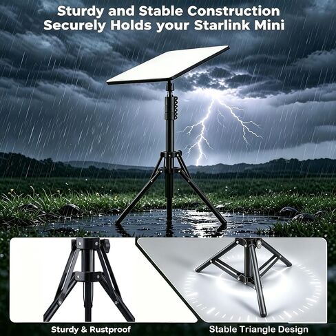 Tripod Mount Compatible with Starlink Mini, 60.24-in Height Adjustable | 360° Adjustable, Foldable, Easy to Install Metal Tripod Compatible with Starlink Mounting Kit for Outdoor Camping RV in Kuwait