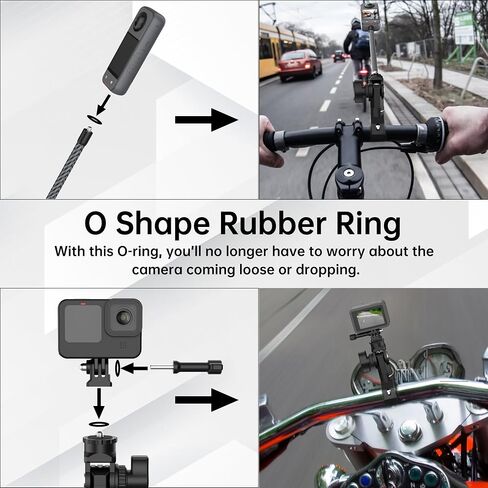 Action Camera Motorcycle Mount Bundle Compatible with GoPro, DJI | Heavy-Duty Handlebar Clamp & Helmet Extension Arm Kit for Insta360 X5, X4, X3, X2, GO 3S, Hero 13/12/11, Osmo Action 5 Pro in Kuwait