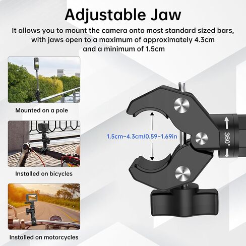 Action Camera Motorcycle Mount Bundle Compatible with GoPro, DJI | Heavy-Duty Handlebar Clamp & Helmet Extension Arm Kit for Insta360 X5, X4, X3, X2, GO 3S, Hero 13/12/11, Osmo Action 5 Pro in Kuwait
