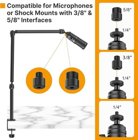 VIJIM LS08 Flexible Overhead Camera Mount Desk Stand WebcamStand Microphone | Boom Arm Tabletop Photography Videography Live Stream Table clamp Mount in Kuwait