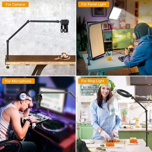 VIJIM LS08 Flexible Overhead Camera Mount Desk Stand WebcamStand Microphone | Boom Arm Tabletop Photography Videography Live Stream Table clamp Mount in Kuwait