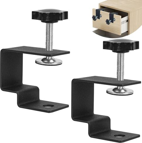 2Pcs Drawer Front Installation Clamps Adjustable Drawer Fixing Clip, Cabinet Hardware Jig C Clamps for Woodworking, Stable and Quick-fitting Drawer Front Mounting Tool Pro Kit, Black in Saudi Arabia