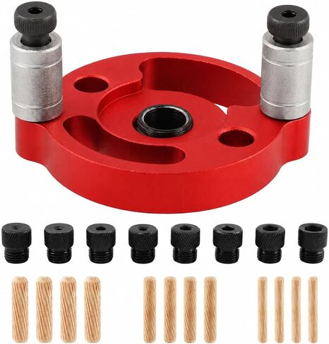 Self Centering Dowel Jig Kit for Woodworking, Drill Guide Locator with 9 Drill Bushings, 2-10 mm, Vertical Hand Drill Tool for Straight Doweling Holes in Kuwait