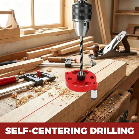 Self Centering Dowel Jig Kit for Woodworking, Drill Guide Locator with 9 Drill Bushings, 2-10 mm, Vertical Hand Drill Tool for Straight Doweling Holes in Kuwait