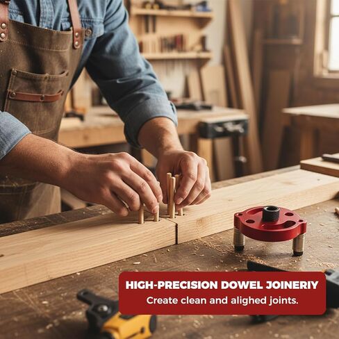Self Centering Dowel Jig Kit for Woodworking, Drill Guide Locator with 9 Drill Bushings, 2-10 mm, Vertical Hand Drill Tool for Straight Doweling Holes in Kuwait