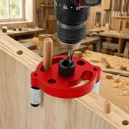 Self Centering Dowel Jig Kit for Woodworking, Drill Guide Locator with 9 Drill Bushings, 2-10 mm, Vertical Hand Drill Tool for Straight Doweling Holes in Kuwait