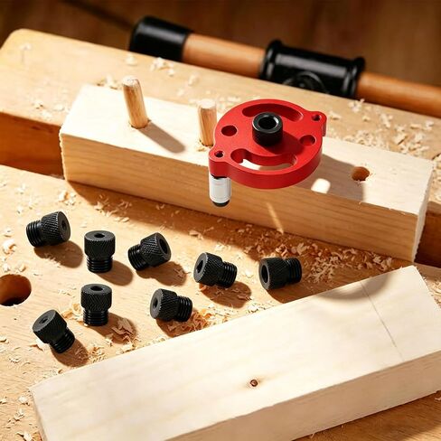 Self Centering Dowel Jig Kit for Woodworking, Drill Guide Locator with 9 Drill Bushings, 2-10 mm, Vertical Hand Drill Tool for Straight Doweling Holes in Kuwait