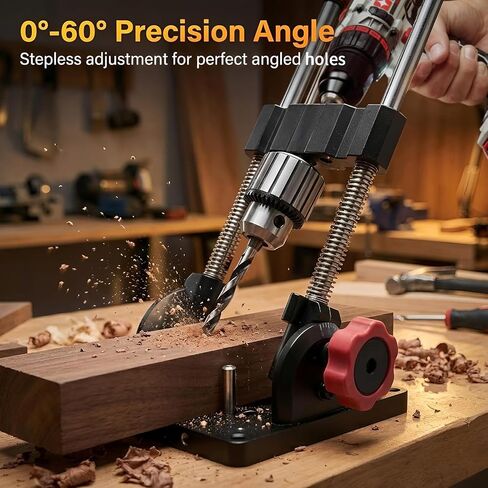 Drill Mate PRO, 1/2" Keyed Chuck Portable Drill Press, All-Metal Construction with 0-60 Angle Adjustment, Drilling Guide for Wood Metal Plastic in Kuwait