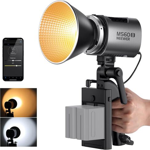NEEWER MS150B 130W Bi Color LED Video Light, Mini COB Portable Photography Lighting with App Control,2.4G Mode, Bowens Mount Continuous Output Lighting, 200000 lux/0.5m, 2700K-6500K, CRI97+, 12 Scenes in Kuwait