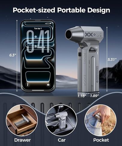Compressed Air Duster-280000 RPM Super Powerful Electric Air Duster,4-Gear Adjustable PC Cleaning Kit with LCD Screen & LED Light,Fast Charging Air Blower for PC,Keyboard,Car,Home in Kuwait