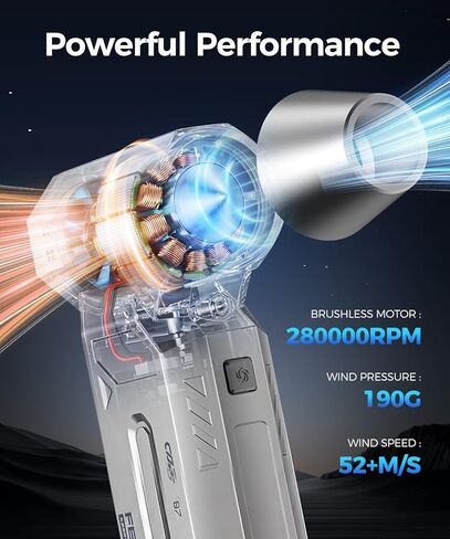 Compressed Air Duster-280000 RPM Super Powerful Electric Air Duster,4-Gear Adjustable PC Cleaning Kit with LCD Screen & LED Light,Fast Charging Air Blower for PC,Keyboard,Car,Home in Kuwait