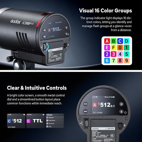 GODOX AD300Pro II AD300 Pro II Outdoor Flash Strobe, 2.4G 300Ws TTL HSS 1/8000s Portable Flash Monolight, 350 Full Power Flashes, 12W Bi-Color Modeling Lamp, 1/512-1/1 Power Adjust, HD Color Screen in Kuwait