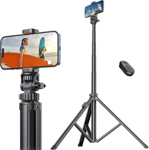 86'' Phone Tripod & Selfie Stick, Tripod for iPhone with Detachable Remote, Portable Phone Tripod Stand for Video Recording, Travel Tripod for Cell Phone, Compatible with Smartphones, DSLR in Kuwait