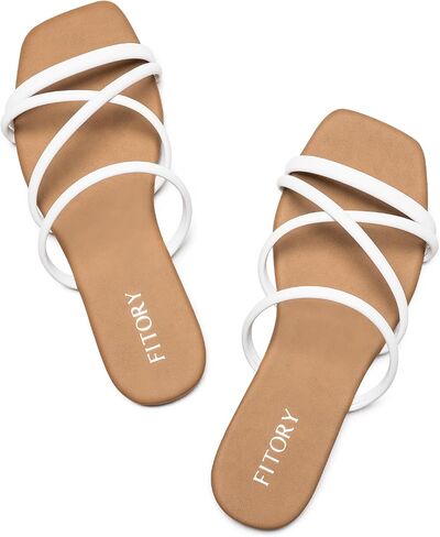 FITORY Women's Slide Sandals, Chic Cross-Strap & Comfy Flat Shoes for Summer SIze 6-11 in Kuwait