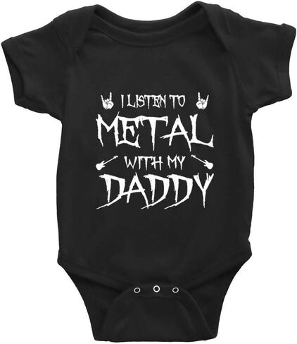 I Listen To Heavy Metal With My Daddy Infant Rompers Short Sleeve Baby Bodysuit in Kuwait