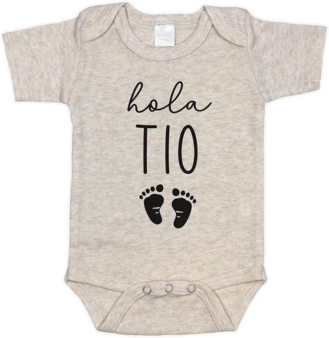 Hola Tio Surprise Pregnancy Announcement for Spanish Uncle | New Baby Announcement Gift for Brother (0-3 months, Natural) in Kuwait