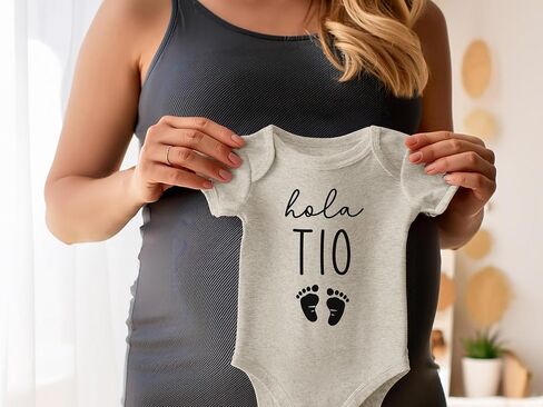 Hola Tio Surprise Pregnancy Announcement for Spanish Uncle | New Baby Announcement Gift for Brother (0-3 months, Natural) in Kuwait