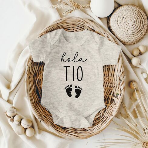Hola Tio Surprise Pregnancy Announcement for Spanish Uncle | New Baby Announcement Gift for Brother (0-3 months, Natural) in Kuwait
