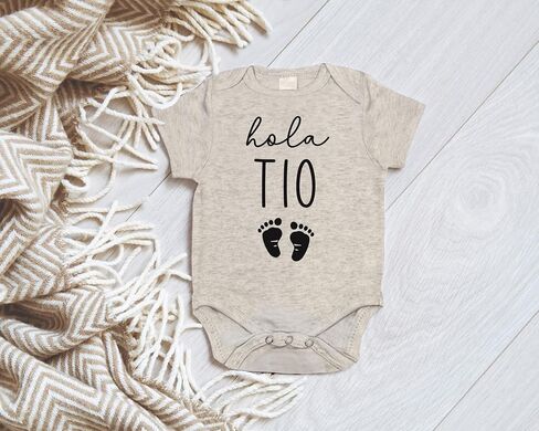 Hola Tio Surprise Pregnancy Announcement for Spanish Uncle | New Baby Announcement Gift for Brother (0-3 months, Natural) in Kuwait