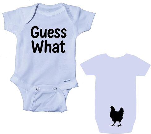 Ink Trendz Guess What, Chicken But Baby Onesie - Cute Farm life Chicken Coop Baby Bodysuit in Kuwait