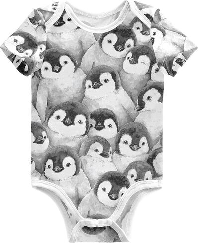 Baby Girls Boys Bodysuit Lovely Penguin Short Sleeve Jumpsuit Bodysuit Infant Clothes for 6 M in Kuwait