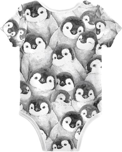 Baby Girls Boys Bodysuit Lovely Penguin Short Sleeve Jumpsuit Bodysuit Infant Clothes for 6 M in Kuwait