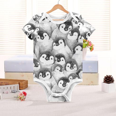 Baby Girls Boys Bodysuit Lovely Penguin Short Sleeve Jumpsuit Bodysuit Infant Clothes for 6 M in Kuwait